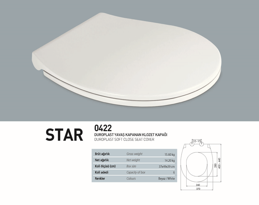 Nkp Star Duroplast Yavaş Kapanan Klozet Kapağı
