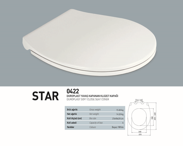 Nkp Star Duroplast Yavaş Kapanan Klozet Kapağı