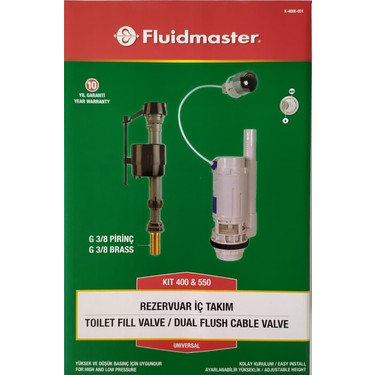 Fluidmaster 400 Serisi Doldurma (3/8" pirinç) + 550 Serisi Kablolu Boşaltma (Butonu dahil)