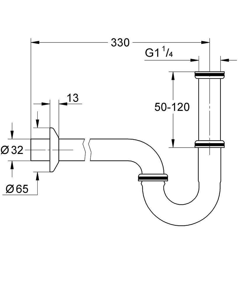 Grohe 330mm Deveboynu Lavabo Sifonu