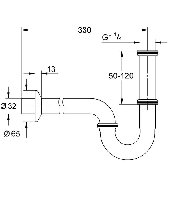 Grohe 330mm Deveboynu Lavabo Şifonu